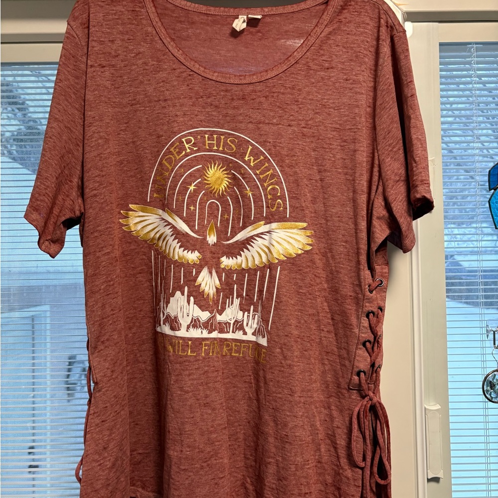 Cato Maroon Graphic Tee with Side Ties